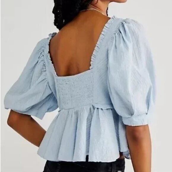 Free People - Leave It To Me Blouse Top - Cool Air - Small - Worn 1 Time - Picture 2 of 9
